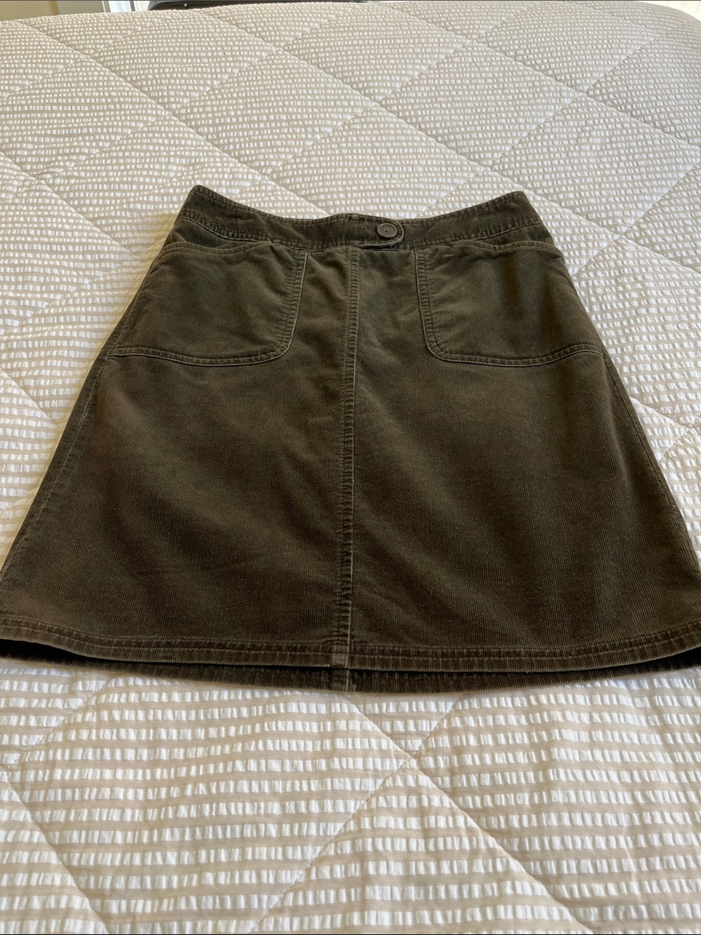 Ann Taylor Dark Olive Corduroy Skirt Size 2